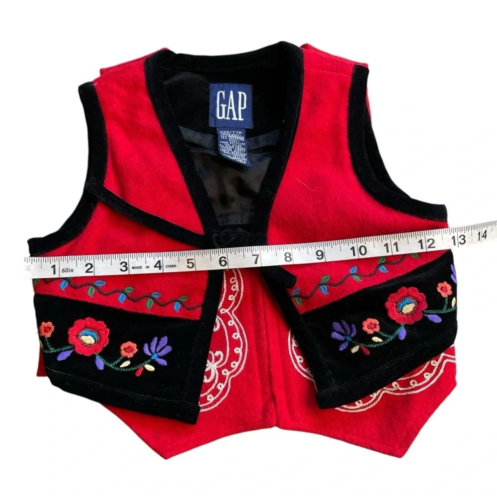 Gap Youth XXS Folk German Swiss Vest Wool Blend Embroidered Lot Of 2 Vintage